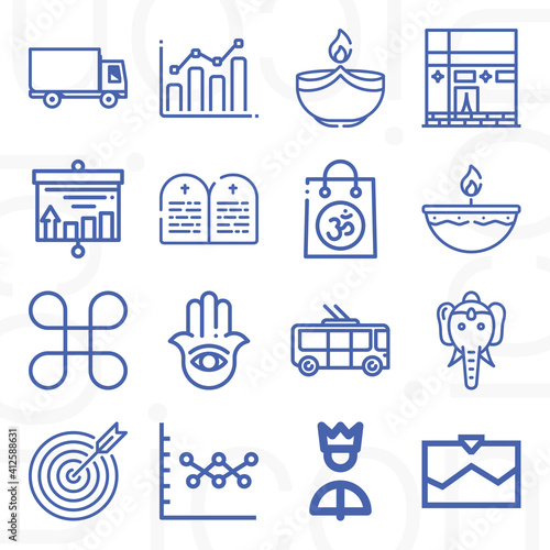 16 pack of accurate  lineal web icons set