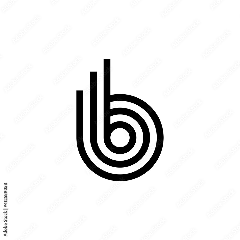Monogram extraordinary professional elegant trendy awesome three fine lines black and white initials B Monogram extraordinary professional elegant trendy awesome three fine lines black and white initials B