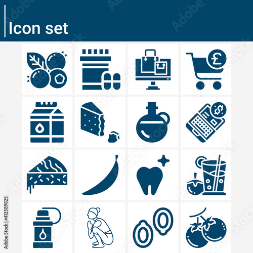 Simple set of canned food related filled icons.