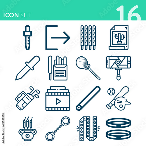 Simple set of 16 icons related to stay