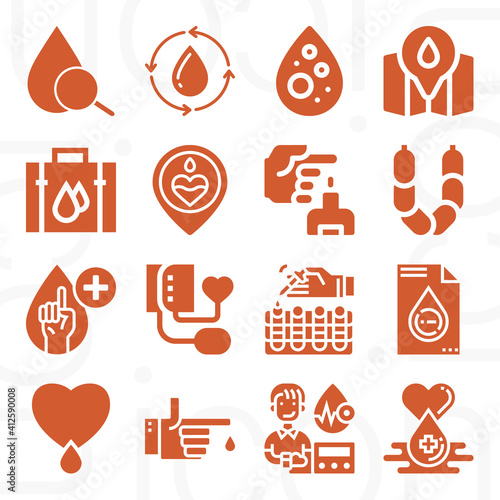 16 pack of transfusion  filled web icons set