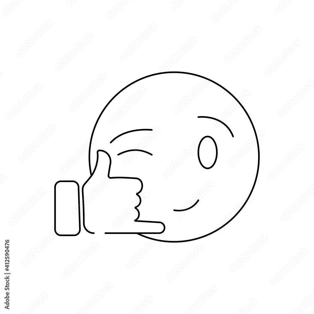 Call me hand line icon. wink gesture sing. Vector isolated illustration. wink emoji Call me hand line icon. wink gesture sing. Vector isolated illustration. wink emoji