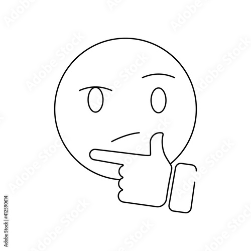 Thinking face emoji outline icon. linear style sign for mobile concept and web design. Emoji pondering face simple line vector icon. Symbol, logo illustration. Pixel perfect vector graphics