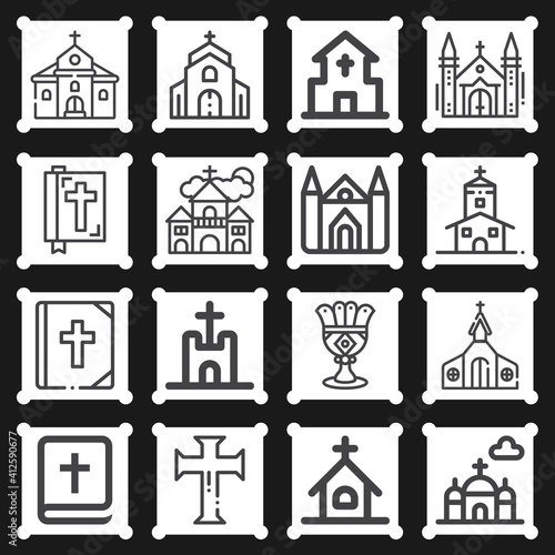 16 pack of divine service  lineal web icons set