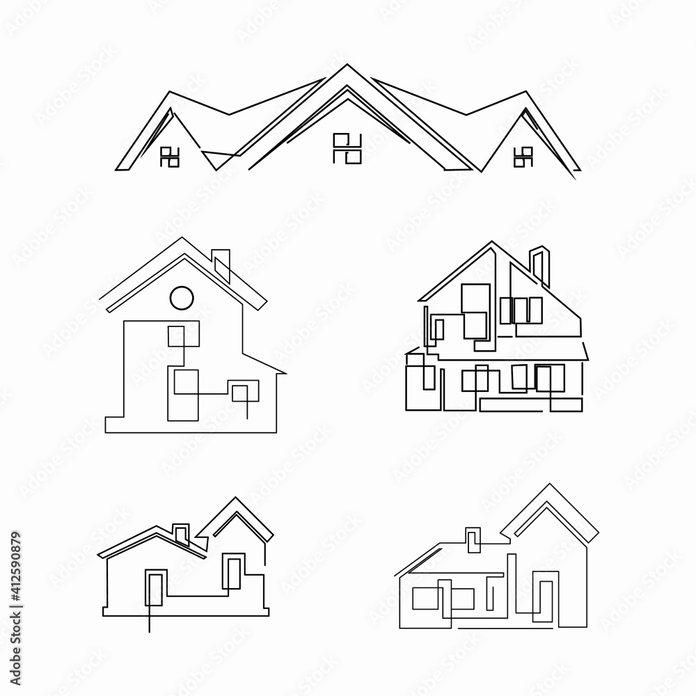 logo design real estate continuous line drawing simple clean and tidy