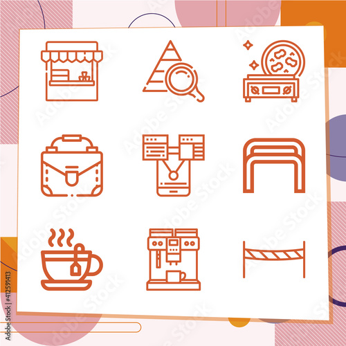 Simple set of 9 icons related to fish