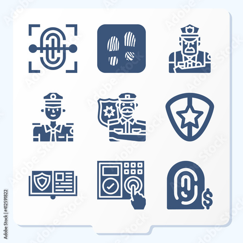 Simple set of 9 icons related to constable