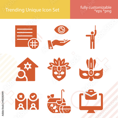 Simple set of activation related filled icons.