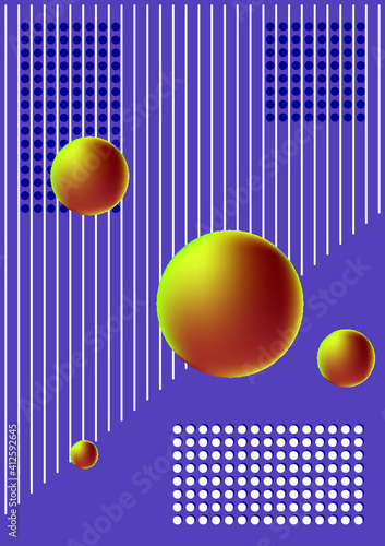 Abstract background of balls and geometric shapes