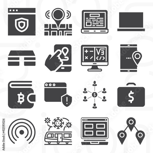 16 pack of impress  filled web icons set