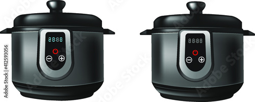 Multicooker isolated on a white background. Tasty food 