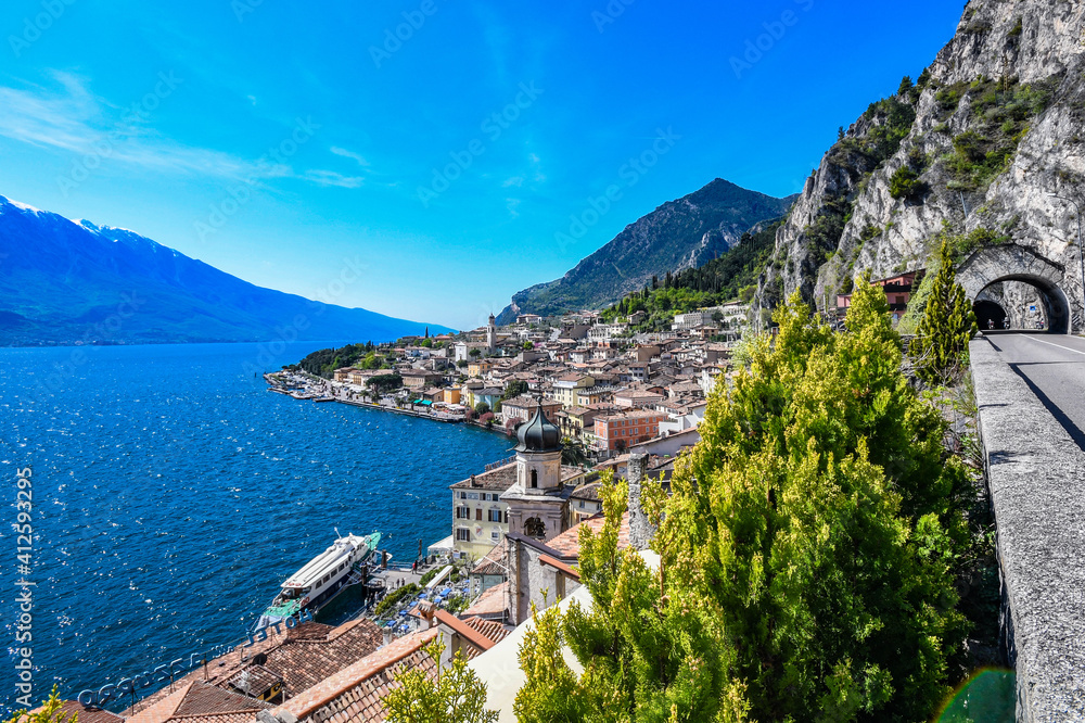 Beautiful view on Limone sul Garda, Garda Lake in italian holiday Beautiful view on Limone sul Garda, Garda Lake in italian holiday