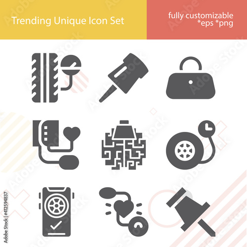 Simple set of pushing related filled icons.