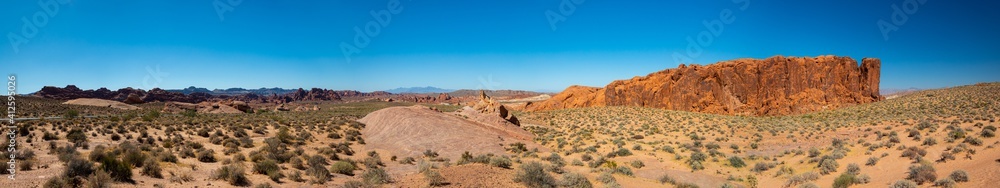 Panorama of Valley of Fire, Fire Wave, Nevada, USA