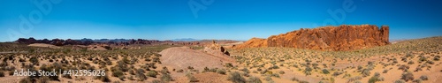Panorama of Valley of Fire  Fire Wave  Nevada  USA