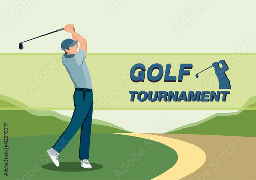 Men Golf Player Hitting the Ball