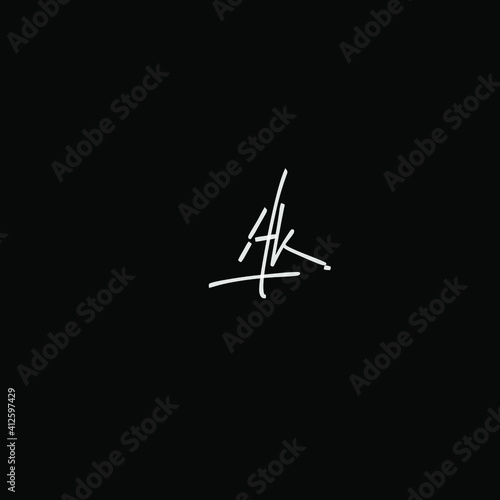Ak isolated black initial handwriting or handwritten logo for identity © heri