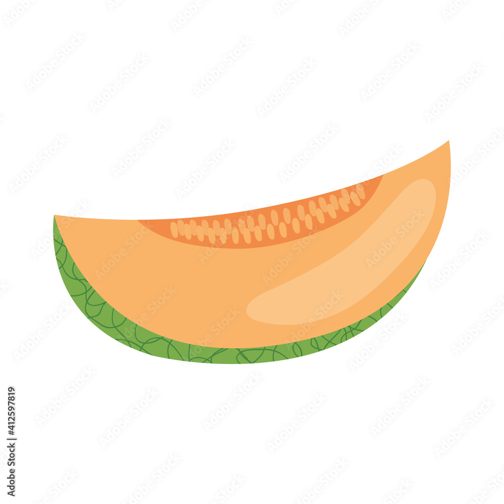cantaloupe slice icon, flat style cantaloupe slice icon, flat style