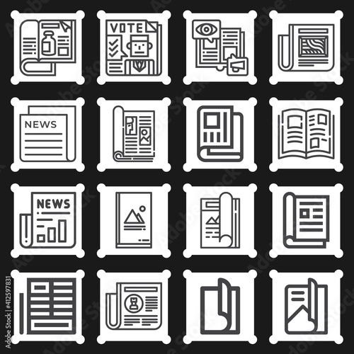 16 pack of publishing house  lineal web icons set