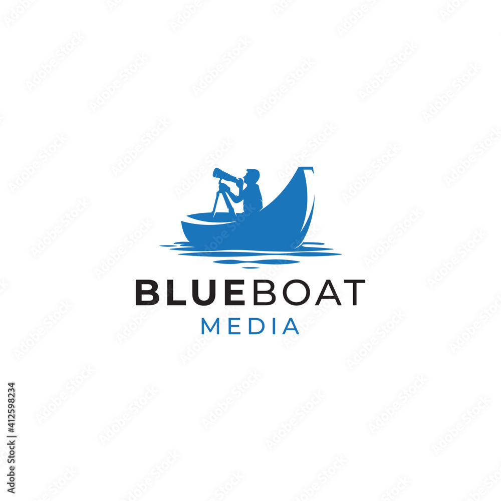 blue boat logo design with simple style blue boat logo design with simple style