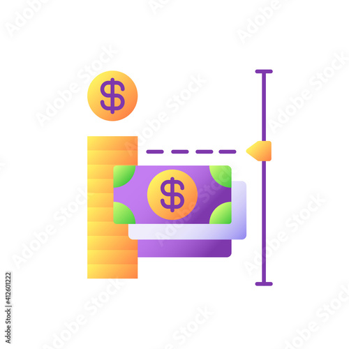 Transaction limit vector flat color icon. Limit for sending online payment and making purchase. Maximum amount of money loan. Cartoon style clip art for mobile app. Isolated RGB illustration