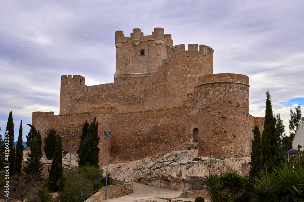 Watchtower castle in Villena, Alicante in the Valencian Community, Spain