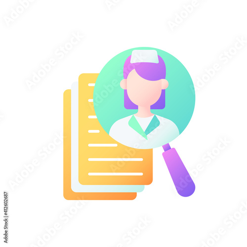 Choosing medical specialist vector flat color icon. Online doctors overview. Primary, urgent care, mental health care. Cartoon style clip art for mobile app. Isolated RGB illustration
