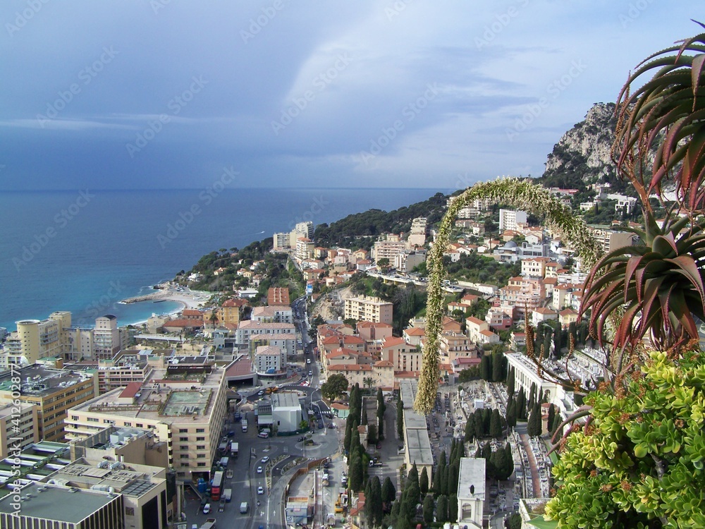 View upon a part of Monaco and the Mediterranean Sea