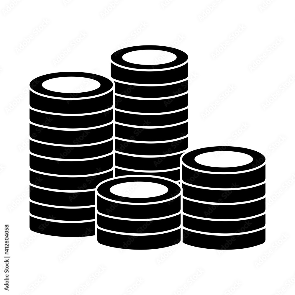 casino chips icon, silhouette style casino chips icon, silhouette style