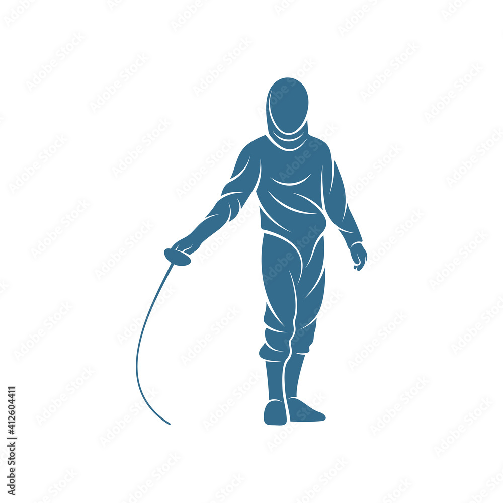 Fototapeta premium Fencing sport player design vector illustration, Creative Fencing sport logo template, icon symbol