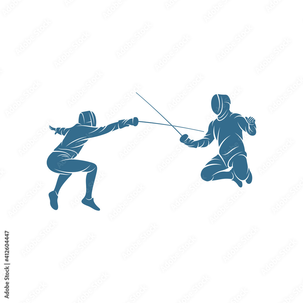 Fencing sport player design vector illustration, Creative Fencing sport logo template, icon symbol