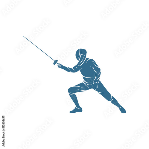 Fencing sport player design vector illustration, Creative Fencing sport logo template, icon symbol