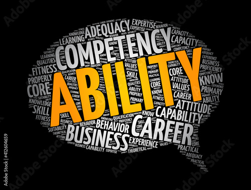 Ability word cloud collage, concept background