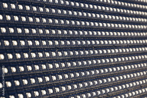 Outdoor modular LED panels as a decoration on the stage. Close up image.