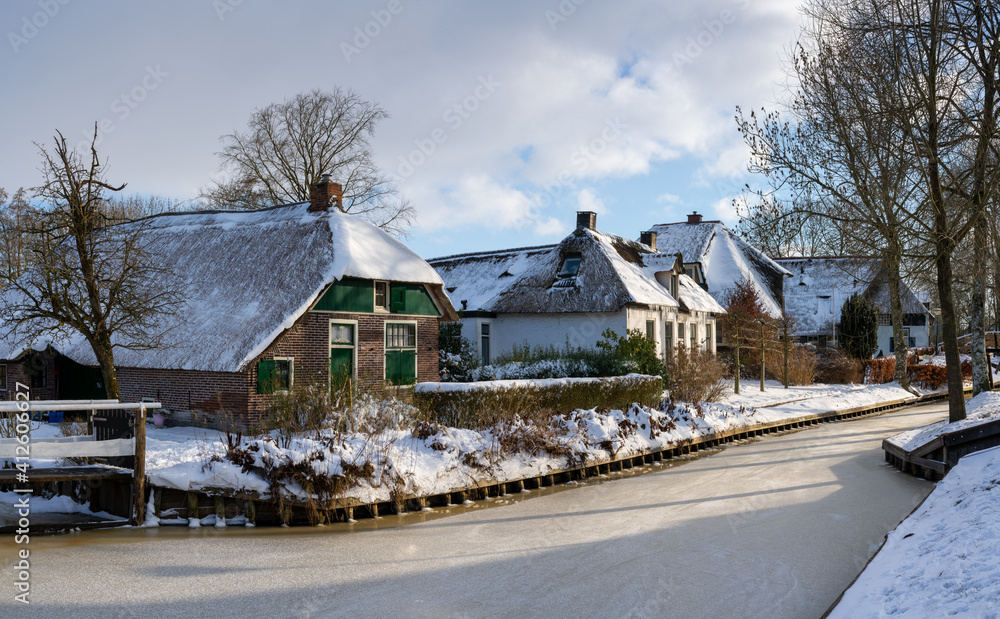 Giethoorn village in Winter