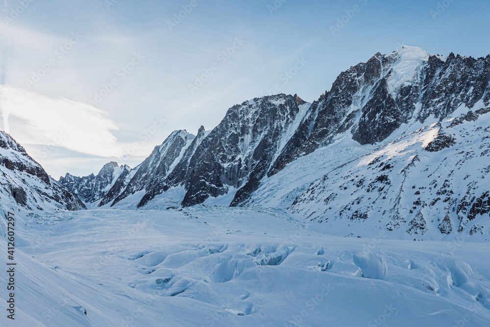 View of the Argentière Glacier from the Chardonnet Peak, Chamonix, France