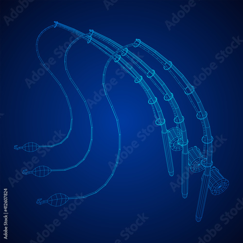 Fishing rod with line sinker and hook