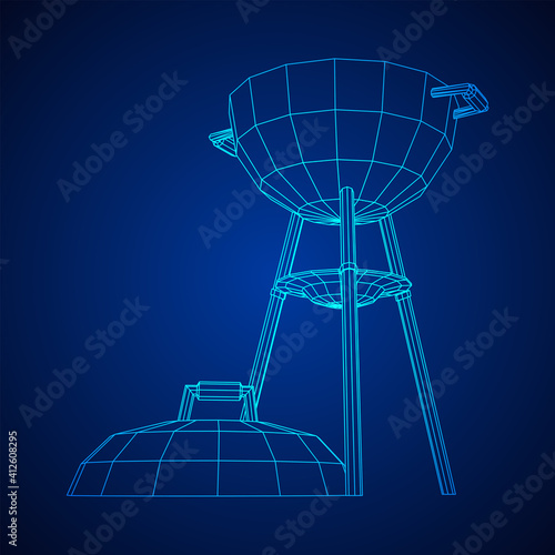 Round barbecue grill. Outdoor bbq party