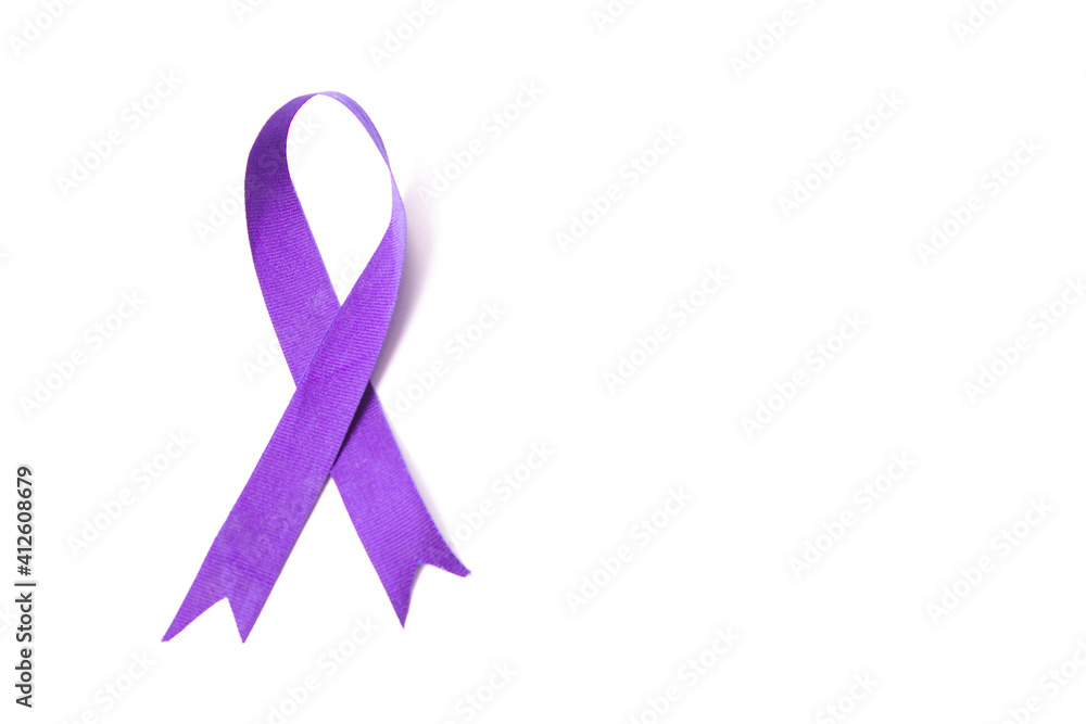 purple ribbon - a symbol of the problem of lupus, Alzheimer's disease, sarcoidosis. On a white background purple ribbon - a symbol of the problem of lupus, Alzheimer's disease, sarcoidosis. On a white background