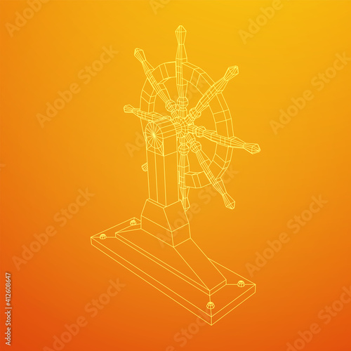 Ship steering wheel. Marine rudder