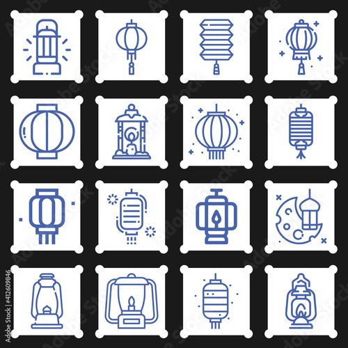 16 pack of hal  lineal web icons set