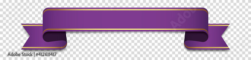 purple vintage ribbon banner label on transparent background