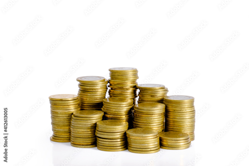 Saving money concept, coin stack growing business Saving money concept, coin stack growing business