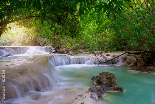 Waterfall in deep rain forest jungle at Wang Kan Luang Waterfall, Lopburi province Thailand © CasanoWa Stutio