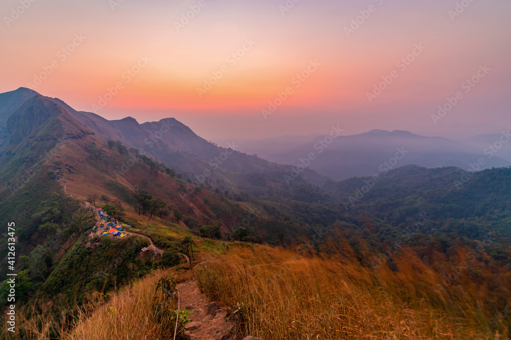Beautiful landscape in the mountains at Khao Chang Puak mountain Thailand