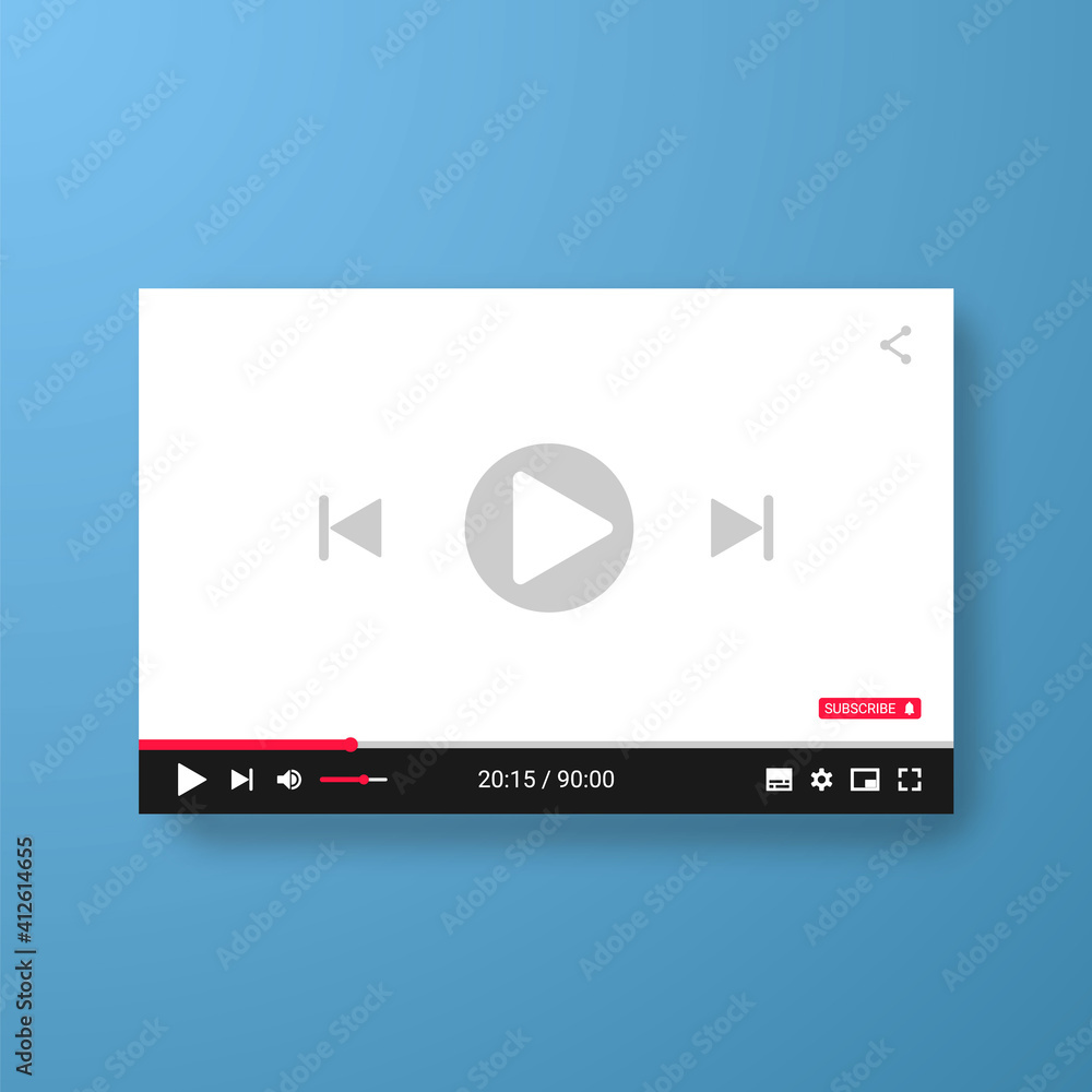 Video player template for web or mobile apps. Vector illustration Video player template for web or mobile apps. Vector illustration