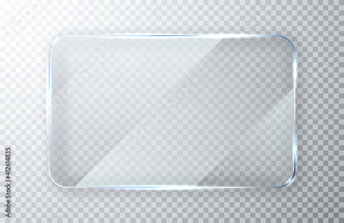Glass plates set. Glass banners on transparent background. Flat glass clear window. Vector illustration