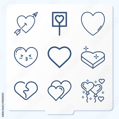 Simple set of 9 icons related to tenderness