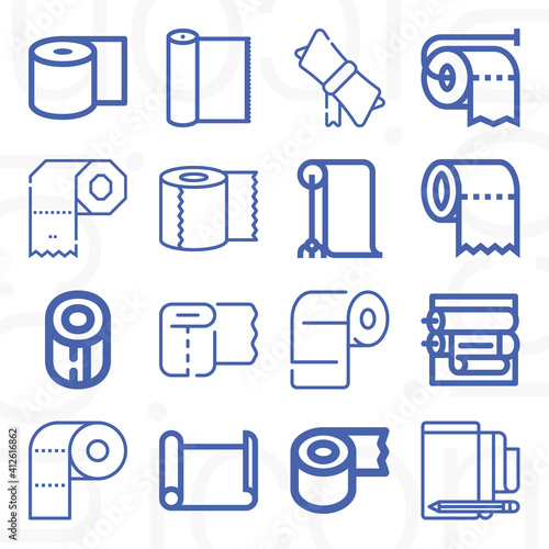 16 pack of rolling paper  lineal web icons set