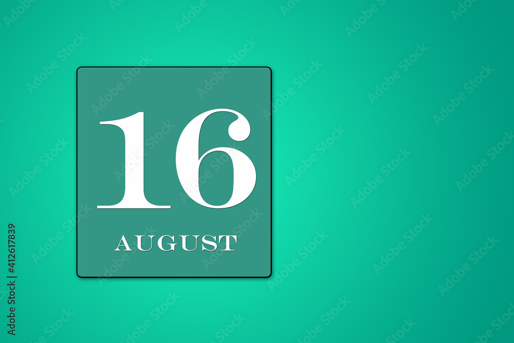 August 16 is the sixteenth day of the month. calendar date framed on a 9green background August 16 is the sixteenth day of the month. calendar date framed on a 9green background